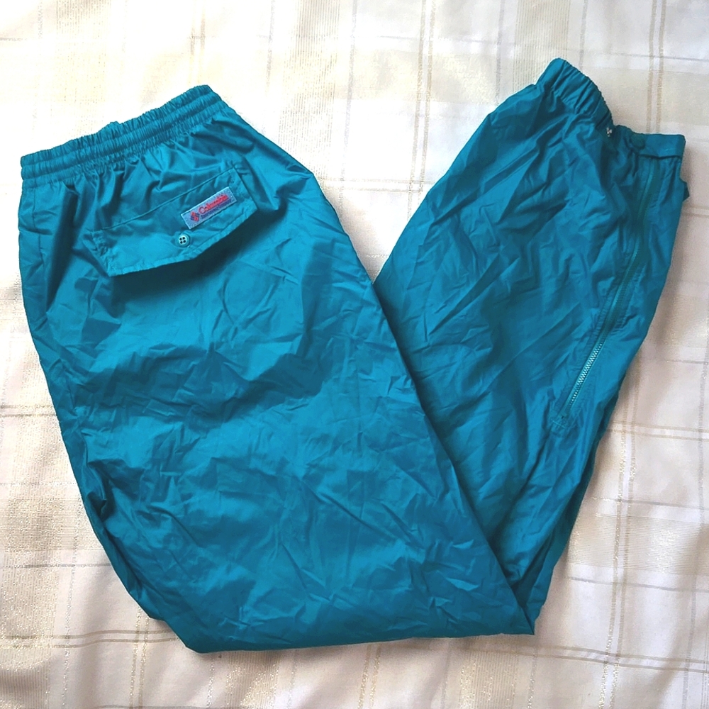 VNTG Columbia Teal Sportswear Windbreaker Pants - Picture 1 of 13
